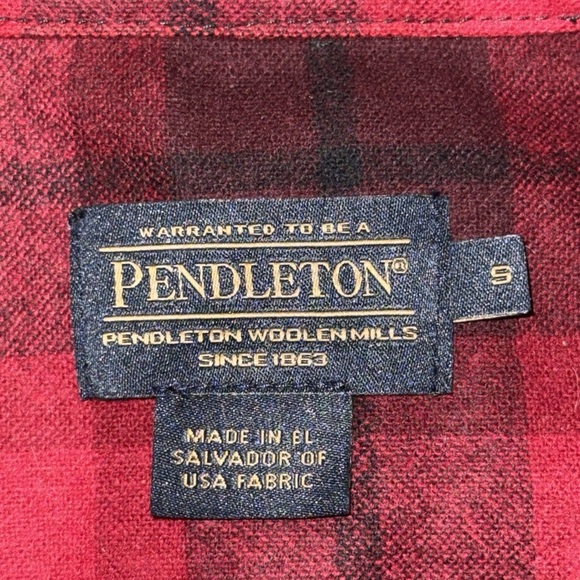 Pendleton 100% Virgin Wool Red & Black Plaid Button Down Shirt SZ Small - Picture 8 of 9